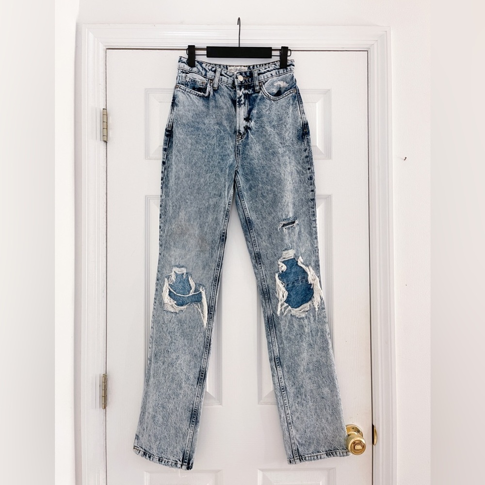 We The Free Acid Wash Straight Leg Jeans
